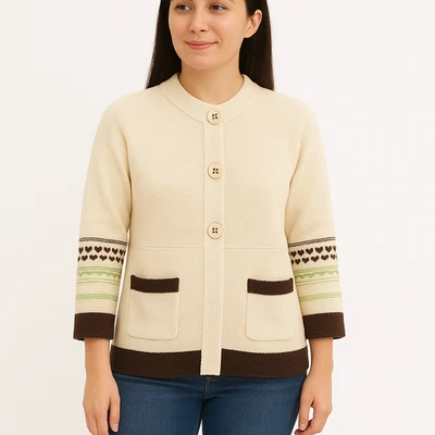 Columbia Aura Dora Cárdigan Manga 3/4 Bordado Mangas Suéter Mujer S Nuevo Con Etiquetas Foto 1 de 4