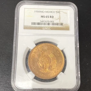 1959MO Mexico 50C Fifty Centavos NGC MS 65 RD Beautiful Shine! - Picture 1 of 4