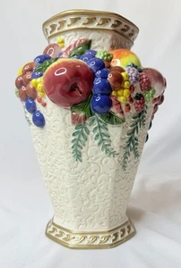 Fitz and Floyd Classics Made in China Äpfel Trauben etc Ernte Obst 10" Vase - Bild 1 von 11