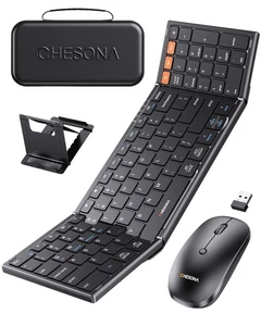 Foldable Keyboard and Mouse Combo - Ultra Slim 600g with 2.4G+Dual Bluetooth ... - Picture 1 of 7