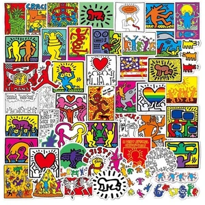 Juego de pegatinas de 50 piezas Keith Haring artista imágenes arte imagen - Imagen 1 de 4