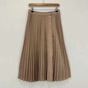 Witchery Pleated Maxi Skirt Women 8 (70 cm) Brown Lined Button Up Casual Work - Foto 1 di 9