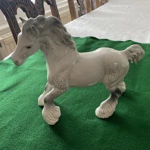 VINTAGE DAPPLE GREY BESWICK CANTERING SHIRE HORSE MODEL - Picture 1 of 6