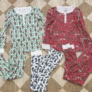 BUNDLE Roller Rabbit pajamas set unisex kids tween monkey henley pima pants - Picture 1 of 5