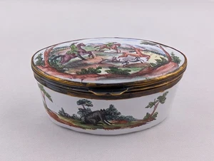 19th Century Edme Samson Patch Box - Hand Painted Enamel Hunting Scene Damaged - Bild 1 von 19