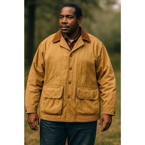 Vintage 60s 70s Brush Master Hunting Jacket Size 42, Canvas, Corduroy Collar - Picture 1 of 5