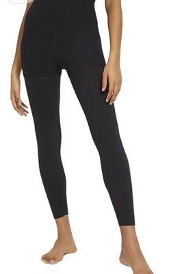 Leggings Nike Yoga feminina pequena preta em camadas luxo cintura alta comprimento 7/8 calças - Imagem 1 de 4
