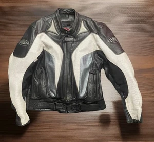 Tourmaster CORTECH Mens Med 100% LEATHER Performance Motorcycle Jacket BLK/GRY - Foto 1 di 10