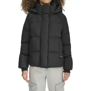 Levi's Women's Cloud Puff Hooded Puffer Jacket, Black - Picture 1 of 4