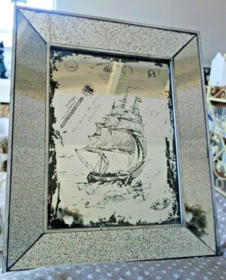 Nostalgie Spiegel Wandspiegel Motiv Spiegel Altes Segelschiff 55x45cm Nr.105 NEU - Bild 1 von 3