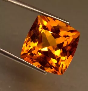 Natural Orange yellow Brazil Citrine 16.15 Ct Certified Cushion Cut Loose Gem - Picture 1 of 5