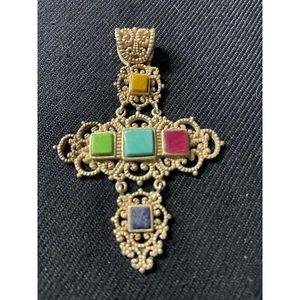 Vintage BARSE Sterling Silver Large Fillagree Heart w/stones 2.75” Long 17.71g - Picture 1 of 6