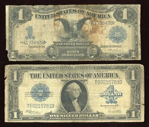 Set of $1 1889 Black Eagle Note and $1 1923 Blue Seal Horseblanket Note - Picture 1 of 2