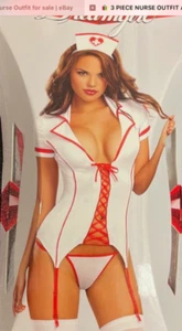 Dreamgirl 3 Pc sexy Nurse costume set Outfit OS S M L Garter role play playsuit - Picture 1 of 2