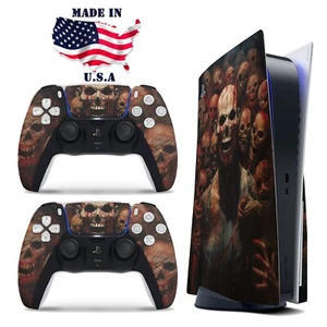 PS5 Disc Version Console & Controller Vinyl Skin Decal Wrap Horror Skulls - Picture 1 of 3