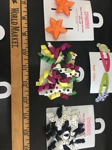 GYMBOREE ribbon bows Barrette Hair Clip girls NEW Starfish curly Dots Candy Lot - Picture 1 of 6