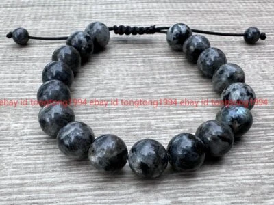 Schwarzes Labradorit Kristallperle Verstellbares Armband 19cm 6/8/10mm - Bild 1 von 4
