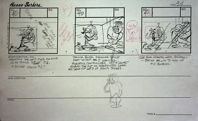 Tom & Jerry Kids 1990 Firmado Jerry Eisenberg Dibujado a Mano Revisión Storyboard #LF Foto 1 de 2