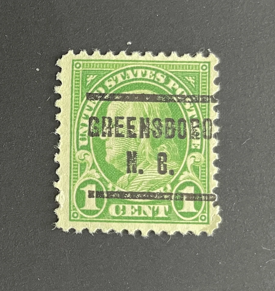 Greensboro, North Carolina Type 205 Precancel - 1 cent Franklin - U.S. #632 - NC - Image 1 of 1