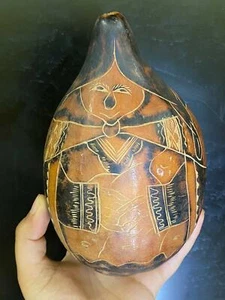 Native American Gourd Art Native Vintage Hand Crafted Real Gourd Decor Rare 7" - Picture 1 of 10