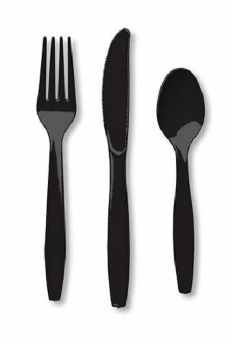 Black Velvet Heavyweight Premium 24 Ct Cutlery Forks Knives Spoons - Image 1 of 1