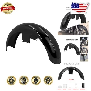 Custom Fit Front Fender for 19" Harley Wheels - Gloss Black Mudguard Design - Picture 1 of 8