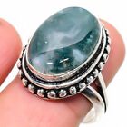 Natural Indian Moss Agate Gemstone 925 Sterling Silver Ring Size 9 k267
