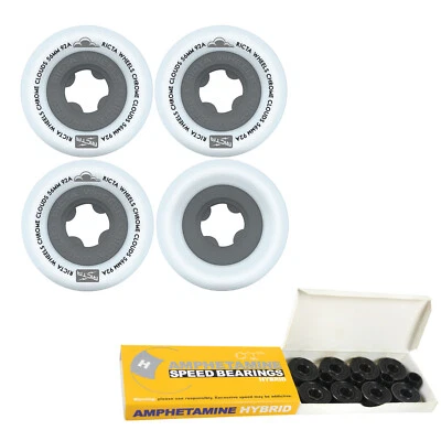 Ricta Skateboard Wheels 56mm Chrome Clouds Black, Ceramic Bearings