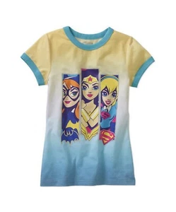 DC Comics Trio Batgirl Wonder Girl Supergirl Short Sleeve Crew Neck Top Size 7/8 - Picture 1 of 5