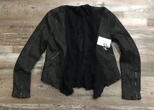 Free People Size 4 Black Comb Long Sleeve Open Front Jacket New $168 Tags - Picture 1 of 7