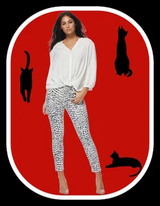 NUEVO CON ETIQUETAS 6 Pantalones de mezclilla al tobillo Sofía Vergara rosa con curvas cintura alta animal con estampado de leopardo de nieve - Imagen 1 de 8
