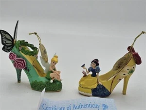 Bradford Exchange Disney Once upon A Slipper Ornaments Tinkerbell and Snow White - Picture 1 of 9