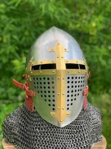 HMB Stainless Steel Medieval Rao Bascinet Helmet 18 gauge steel reenactment New - Picture 1 of 8