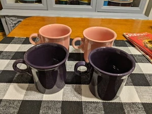 4 Fiestaware Tom And Jerry Handle Coffee Mugs 2 Plum 2 Rose - Picture 1 of 4