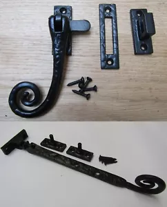CAST IRON CURLY - Black antique old vintage Victorian style window fittings - Picture 1 of 6