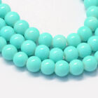 50 Glass Beads 8mm Light Blue Bulk Jewelry Supplies Round Glossy 