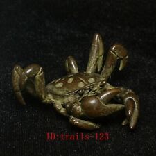 Old China Bronze Carving Crab Statue Pendant Decoration Gift Collection L 2 inch