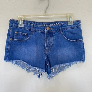 Cotton On Button Fly Denim Shorts Women's Size 4 The Frayed Midrise Medium Wash - Picture 1 of 9
