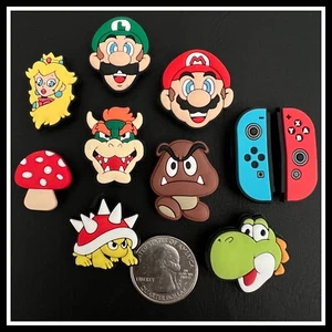 10 Shoe Charms MARIO Game Controller Switch Luigi Peach Spiny Bowser Fits Crocs - Picture 1 of 2