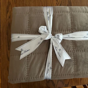 Brooks Brothers Full Queen Velvet Quilt Blanket Stitch Brown 88" x 92" NEW - Picture 1 of 3