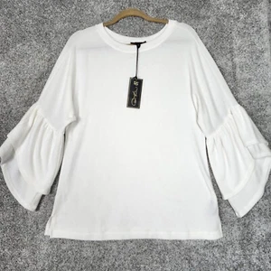 Diane Gilman Medium Women's White Tunic Long Sleeve Soft Light - Picture 1 of 9