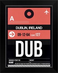 DUB Dublin Luggage Tag II Black Framed Wall Art Print,  Home Decor