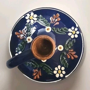 Rothenburger Keramik K Ehler, Candelabro de Cerámica de Arcilla Azul Floral Lazo para Dedos - Imagen 1 de 13