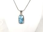Larimar Sterling Silver Necklace Oval Pendant  Italian 20" Snake Chain Pre-Owned