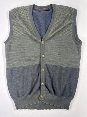 Chaleco con botones tejido Etro Italia gris patrón texturizado suéter sin mangas para hombre M Foto 1 de 4