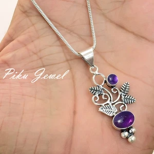 Afrikanischer Amethyst Edelstein 925 Sterling Silber Anhänger für Festival Wear Schmuck - Bild 1 von 5