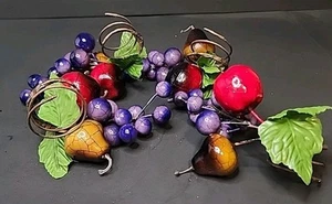 4er Set Kemp & Beatley Sonoma Obst Serviettenringe Trauben Äpfel Birnen - Bild 1 von 9