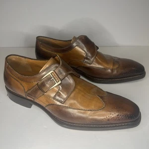 Mezlan Mosca Wingtip Loafer Monkstrap Shoes Genuine Handcrafted Leather Calfskin - Picture 1 of 10