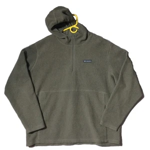 Columbia Sherpa Fleece Pullover Men's 2XL Green Rugged 1/4 Zip Kangaroo Pocket - Picture 1 of 14