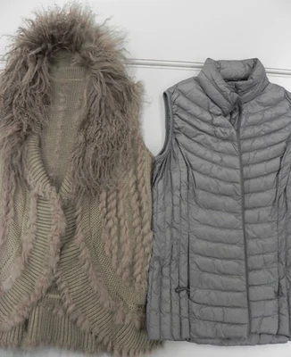 **Lote de 2** Chaleco tejido plumero de piel de cordero tibetano 32 grados para mujer Foto 1 de 4